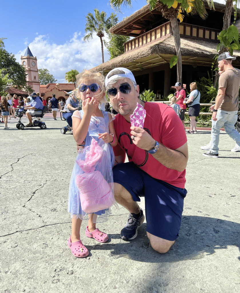 Family enjoying snacks in Disney World